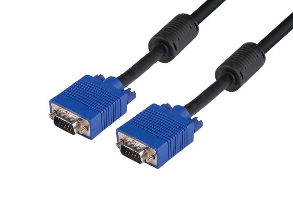 Picture of 2m VESA DDC1 & DDC2 VGA Male/Male Cable - Moulded BLACK Colour Coaxial Shielded