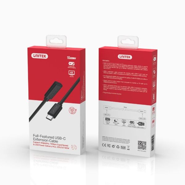 Picture of 0.5m USB 3.1 USB-C Male to USB-C Female Extension Cable. Data Transfer