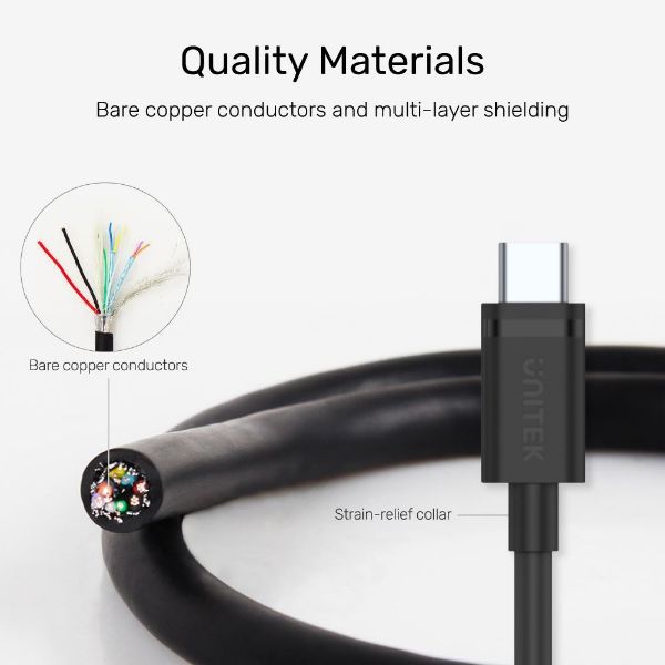 Picture of 2.0m USB 3.0 USB-A Male To USB-C Cable. Reversible USB-C. Supports Data Transfer