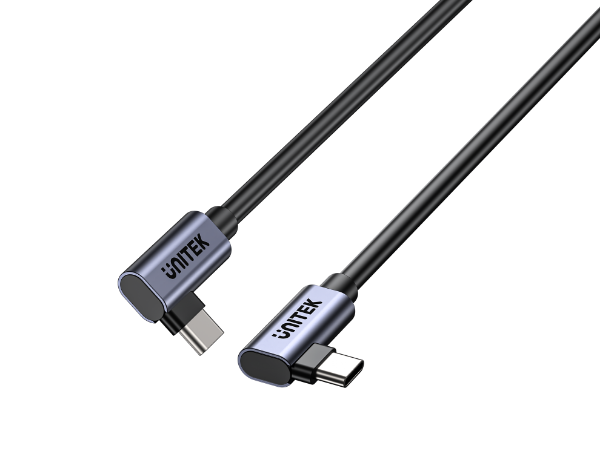 Picture of 1m 100W Right Angle USB-C to Right Angle USB-C Cable. PD3.0/QC3.0 Fast Charging