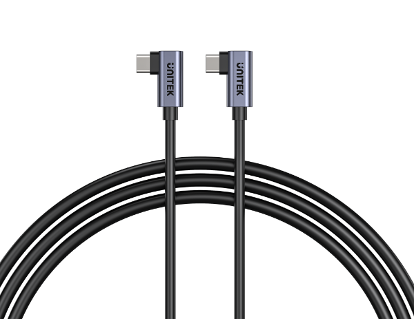 Picture of 1m 100W Right Angle USB-C to Right Angle USB-C Cable. PD3.0/QC3.0 Fast Charging