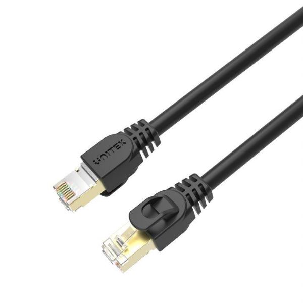Picture of 10m CAT7 Black SSTP 26AWG Patch Lead in PVC Jacket Supports 10 Gigabit Ethernet