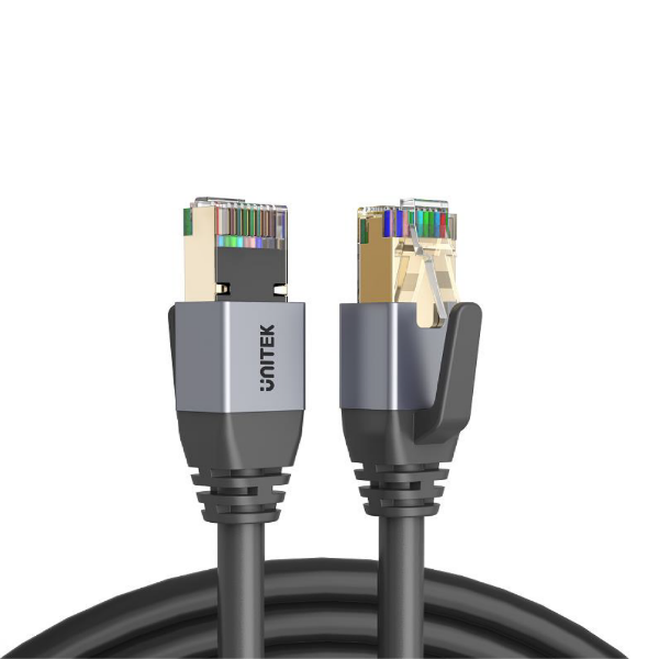 Picture of 10M CAT8 Black SSTP 26AWG Patch Lead in PVC Jacket Supports 40 Gigabit Ethernet