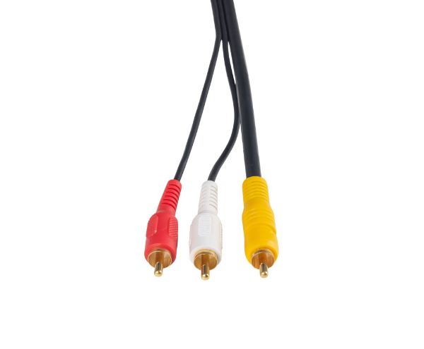 Picture of DYNAMIX 15m RCA Audio Video Cable 3 to 3 RCA Plugs Yellow RG59 Video standard Red