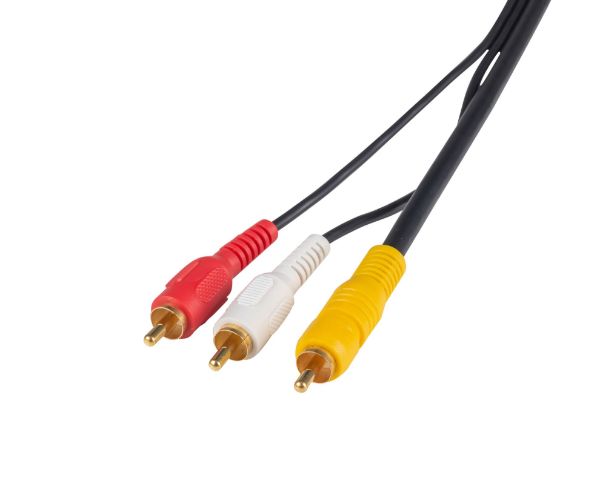 Picture of 2m RCA Audio Video Cable 4 to 3 RCA Plugs. Yellow RG59 Standard Red & White audio