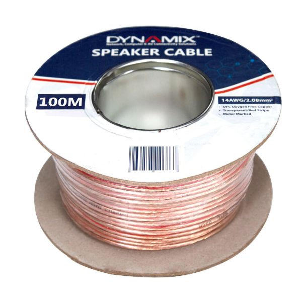 Picture of 100m 14AWG/2.08mm Speaker Cable OFC 42/0.25BCx2C Clear PVC Insulation OD: 3.5 x 7.0mm