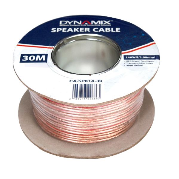 Picture of 30m 14AWG/2.08mm Speaker Cable OFC 42/0.25BCx2C Clear PVC Insulation OD: 3.5 x 7.0mm