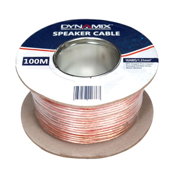 Picture of 100m 16AWG/1.31mm Speaker Cable OFC 25/025BCx2C Clear PVC Insulation OD: 4.0 x 8.0mm