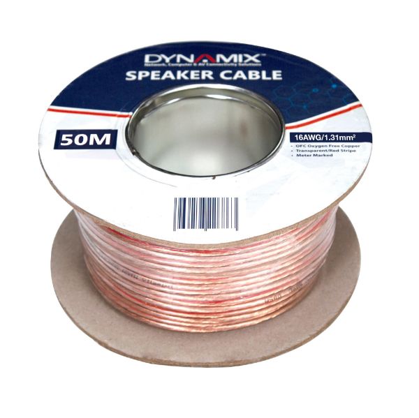 Picture of 50m 16AWG/1.31mm Speaker Cable OFC 25/025BCx2C Clear PVC Insulation OD: 2.6 x 5.2mm