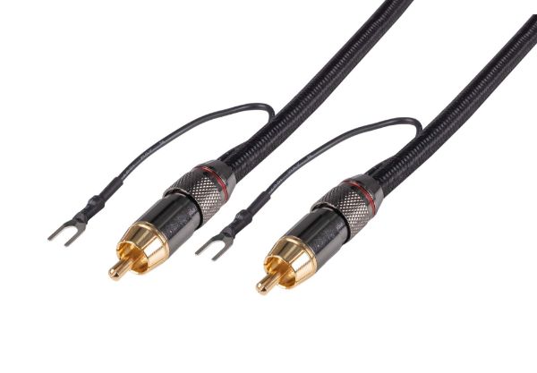Picture of Coaxial Subwoofer Cable RCA Male to Male w/ Grounding Spade Connectors