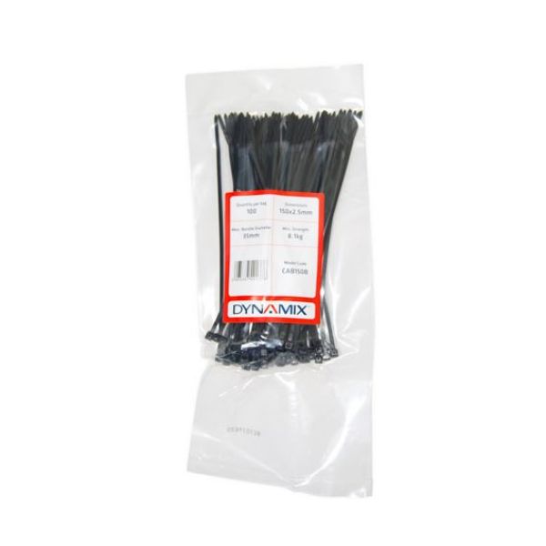 Picture of 150mm x 2.5mm Cable Tie 100 Pack Black