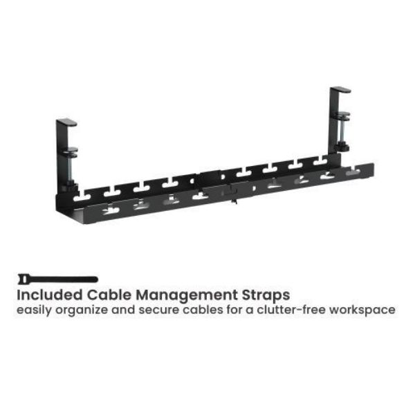 Picture of Extendable Clamp-On Under Desk Cable Management Tray Clamp Mounting. 433-728mm