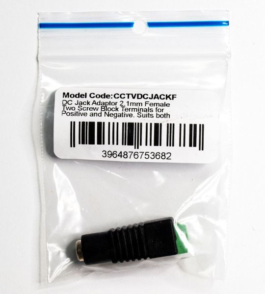 Picture of DC Jack Female Adaptor Polarity Marked on Connector