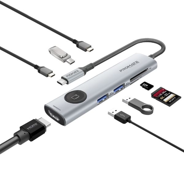 Picture of 7-in-1 USB Multi-port Hub with USB-C Connector. Includes 1x HDMI Port 2x USB-A