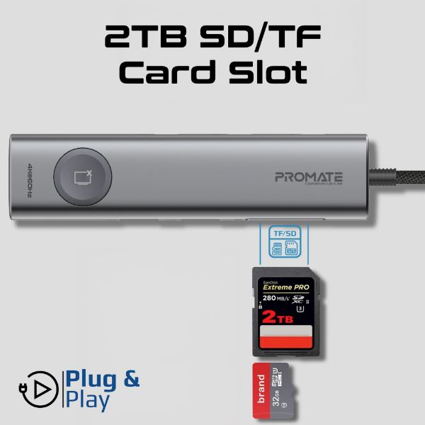 Picture of 7-in-1 USB Multi-port Hub with USB-C Connector. Includes 1x HDMI Port 2x USB-A
