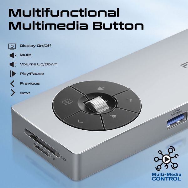 Picture of 14-in-1 USB Multi-port Hub with USB-C Connector. Includes 1x HDMI Port 1x RJ45