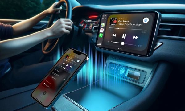 Picture of Wired Android Auto to Wireless Connect Dongle Stick. 90 Degree USB-A Adapter &