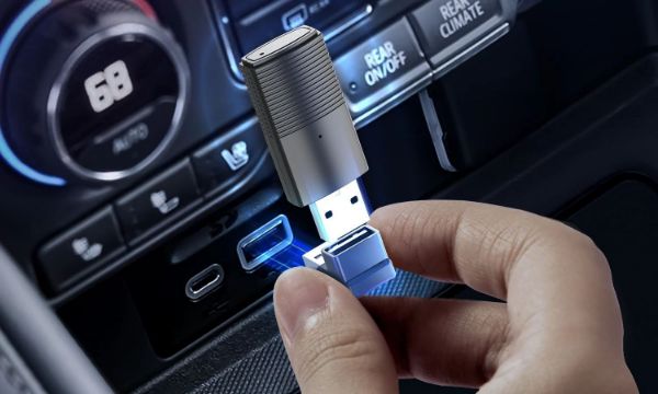 Picture of Wired Android Auto to Wireless Connect Dongle Stick. 90 Degree USB-A Adapter &