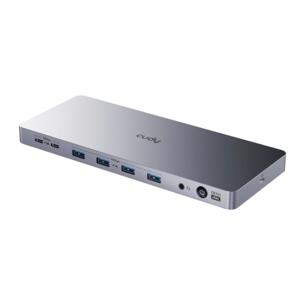 Picture of 13-in-1 Multi-port 10Gbps Slim USB-C Dual 4k Docking Station 150W PSU. Inc 2x DP 1.2 2x