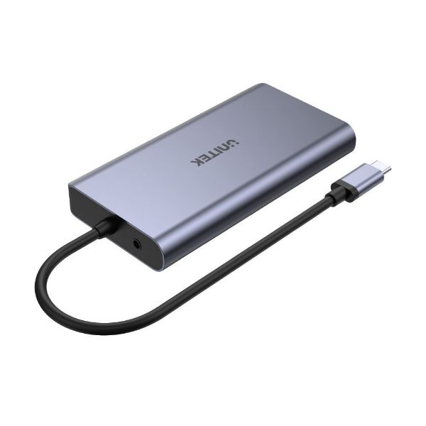 Picture of 8-in-1 Multi-Port Hub w/ USB-C Connector. PD100W & Includes 2x USB-A