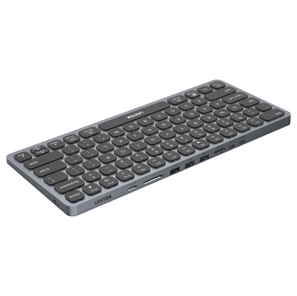 Picture of 9-in-1 Hub w/ Keyboard. Back Light & Ergonomic Design. 3x USB-A Ports 1x HDMI