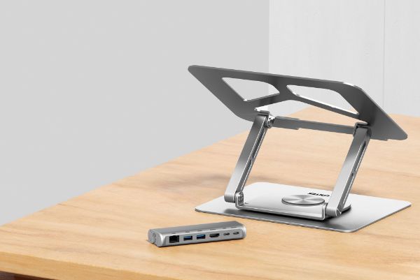 Picture of Laptop Docking Station Stand w/ 360 Rotating Base. 2x USB-A Ports 1x HDMI