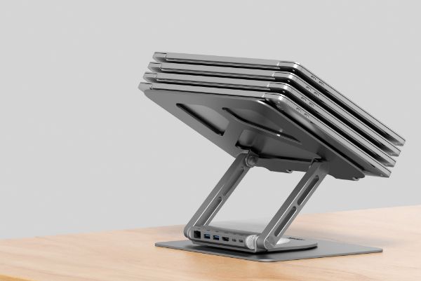 Picture of Laptop Docking Station Stand w/ 360 Rotating Base. 2x USB-A Ports 1x HDMI