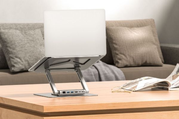 Picture of Laptop Docking Station Stand w/ 360 Rotating Base. 2x USB-A Ports 1x HDMI