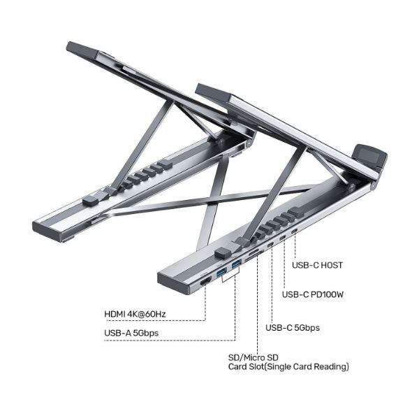 Picture of 7-in-1 Multi-Port Foldable Laptop Stand Docking Station w/ USB-C Connector.