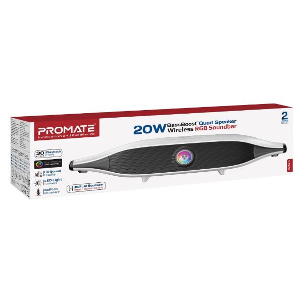 Picture of 20W BassBoost Quad Speaker Bluetooth RGB Soundbar. 12 RGB Modes Up to 30 Hours
