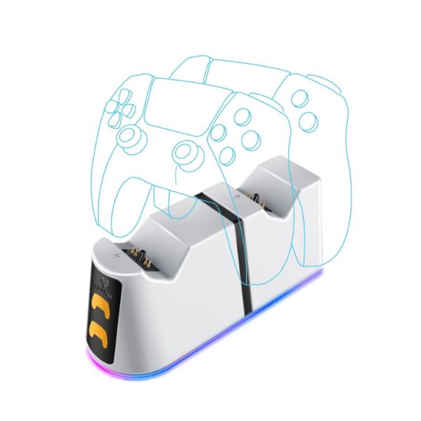 Picture of 2-in-1 Charging Dock for PS5 DualSense Controller w/ RGB Lights. Charging Status