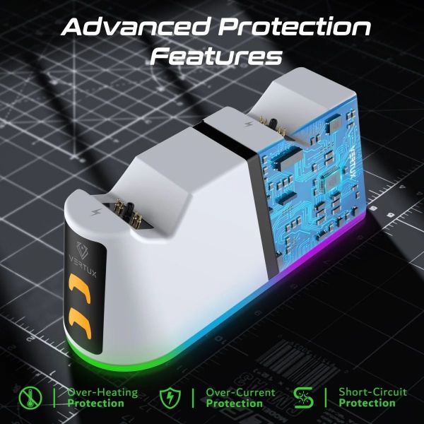 Picture of 2-in-1 Charging Dock for PS5 DualSense Controller w/ RGB Lights. Charging Status