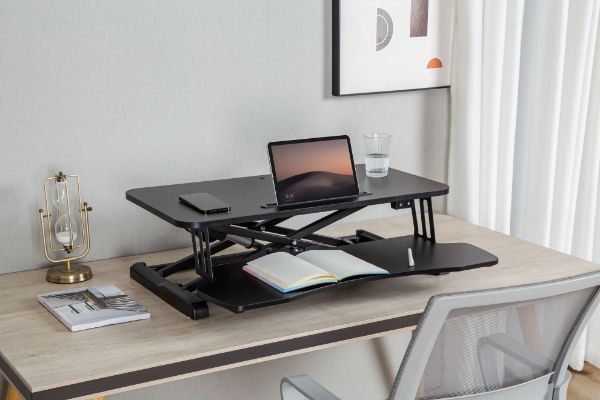 Picture of Electric Scissor Lift Desktop Sit-Stand Workstation w/ Keyboard Tray Deck