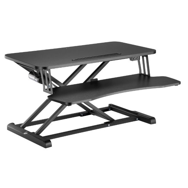 Picture of Electric Scissor Lift Desktop Sit-Stand Workstation w/ Keyboard Tray Deck