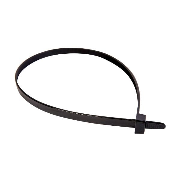 Picture of 4.8 x 370mm UV Black Cable Ties Pack of 100 230N/23.4kgs Tensile Strenght