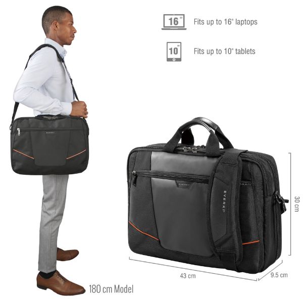 Picture of Flight Laptop Briefcase 16'' Checkpoint friendly design Felt-lined iPad/tablet pocket