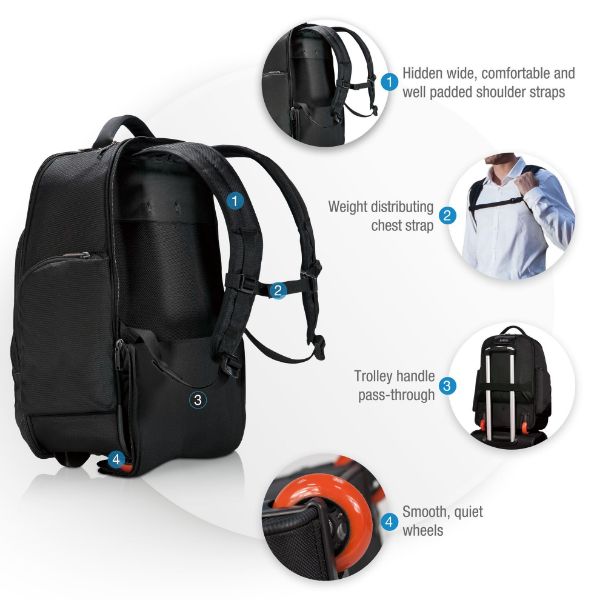 Picture of Atlas Wheeled Laptop Backpack. Notebooks 13-17.3''. Felt-lined iPad/Kindle/tablet