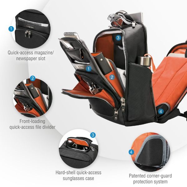 Picture of Onyx Black Laptop Backpack Up to 15.6''. Travel Friendly Hard-Shell Quick-Access