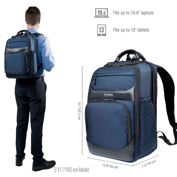Picture of Onyx Navy Laptop Backpack. Up to 15.6''. Travel Friendly Hard-Shell