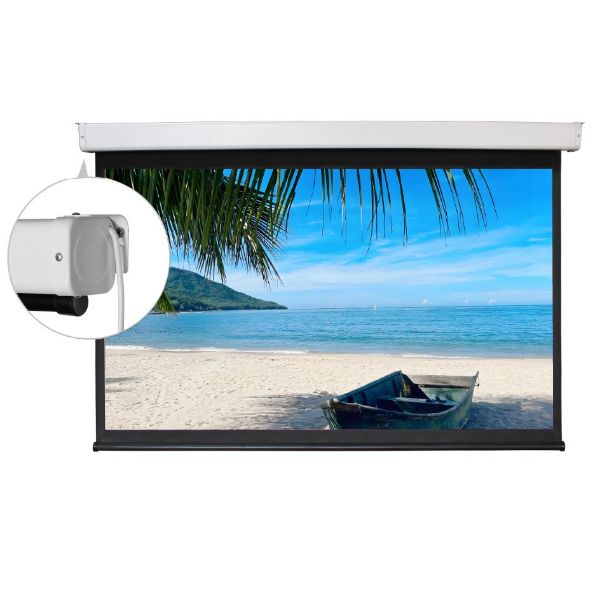 Picture of 100'' 16:9 Electric Projector Screen w/ Remote 160 Viewing Angle 4-Side