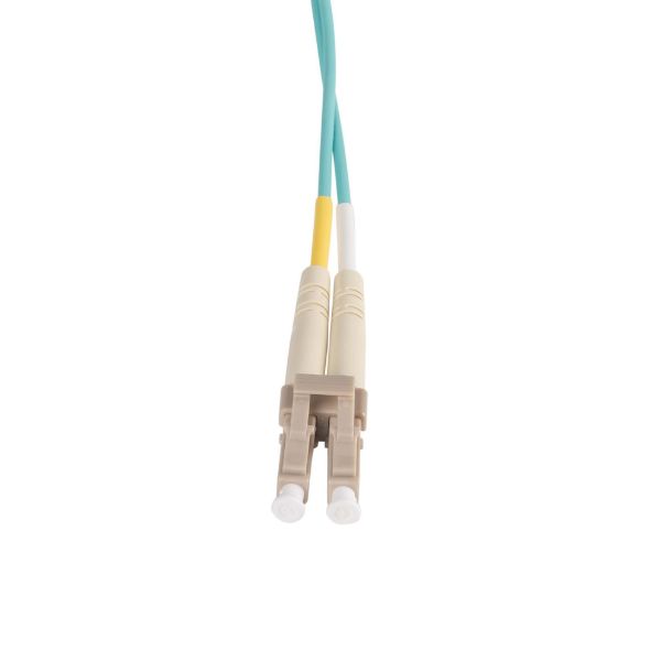 Picture of 1M 50u LC/LC OM3 Fibre Lead Duplex Multimode Aqua LSZH Jacket
