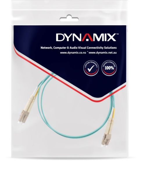 Picture of 100M 50u LC/LC OM3 Fibre Lead Duplex Multimode Aqua LSZH Jacket