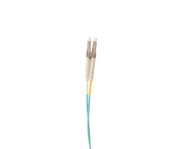 Picture of 7.5M 50u LC/LC OM3 Fibre Lead Duplex Multimode Aqua LSZH Jacket