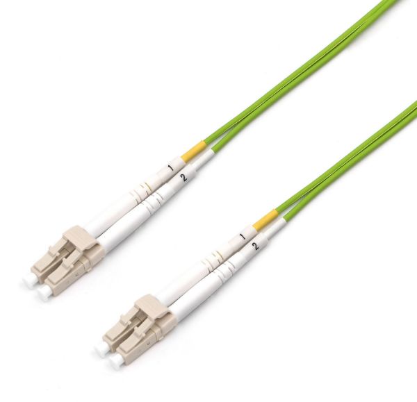 Picture of 50u LC/LC OM5 Fibre Lead Duplex Multimode Lime Green LSZH Jacket.