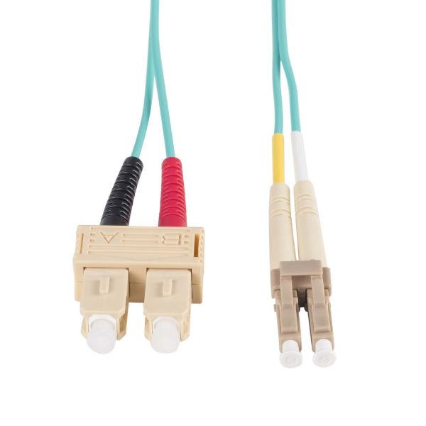 Picture of 1M 50u LC/SC OM3 Fibre Lead Duplex Multimode Aqua LSZH Jacket