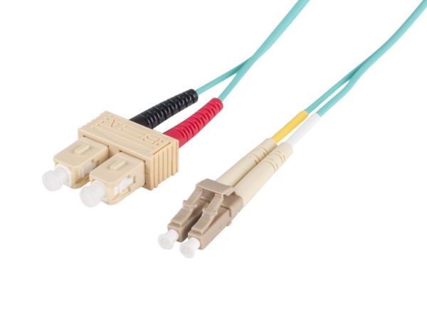 Picture of 1M 50u LC/SC OM3 Fibre Lead Duplex Multimode Aqua LSZH Jacket