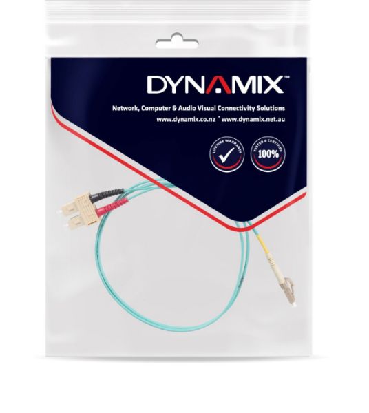 Picture of 15M 50u LC/SC OM3 Fibre Lead Duplex Multimode Aqua LSZH Jacket