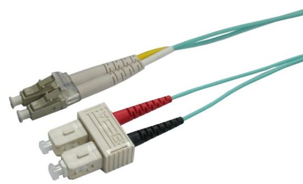 Picture of 7.5M 50u LC/SC OM3 Fibre Lead Duplex Multimode Aqua LSZH Jacket