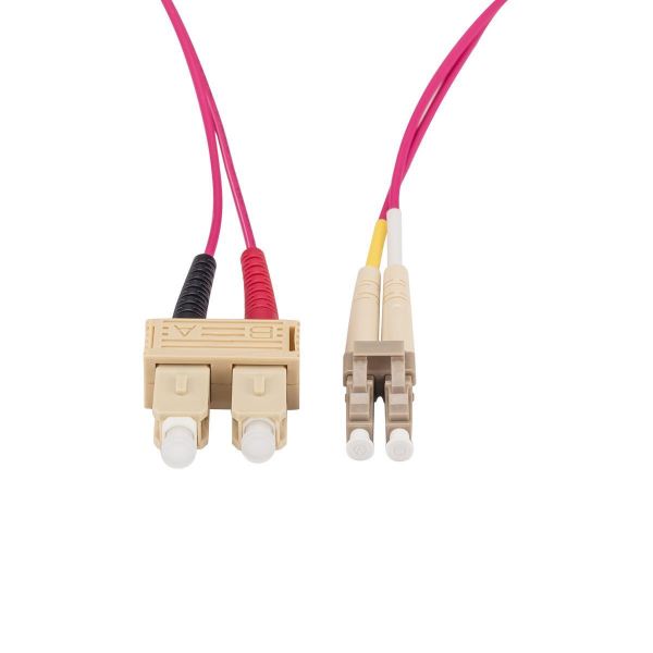 Picture of 15M 50u LC/SC OM4 Fibre Lead Duplex Multimode Raspberry Pink LSZH Jacket