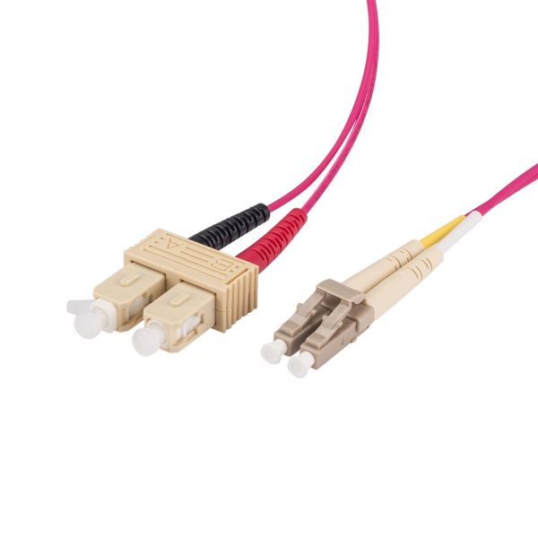 Picture of 15M 50u LC/SC OM4 Fibre Lead Duplex Multimode Raspberry Pink LSZH Jacket